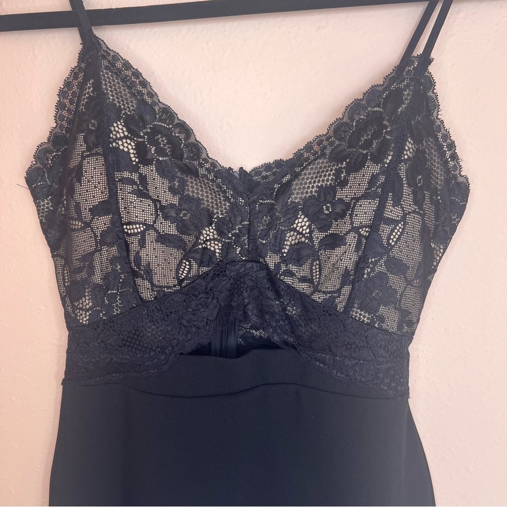 NWOT π₯ Women's Black Lace Mini Dress Haute Monde - Picture 3 of 12
